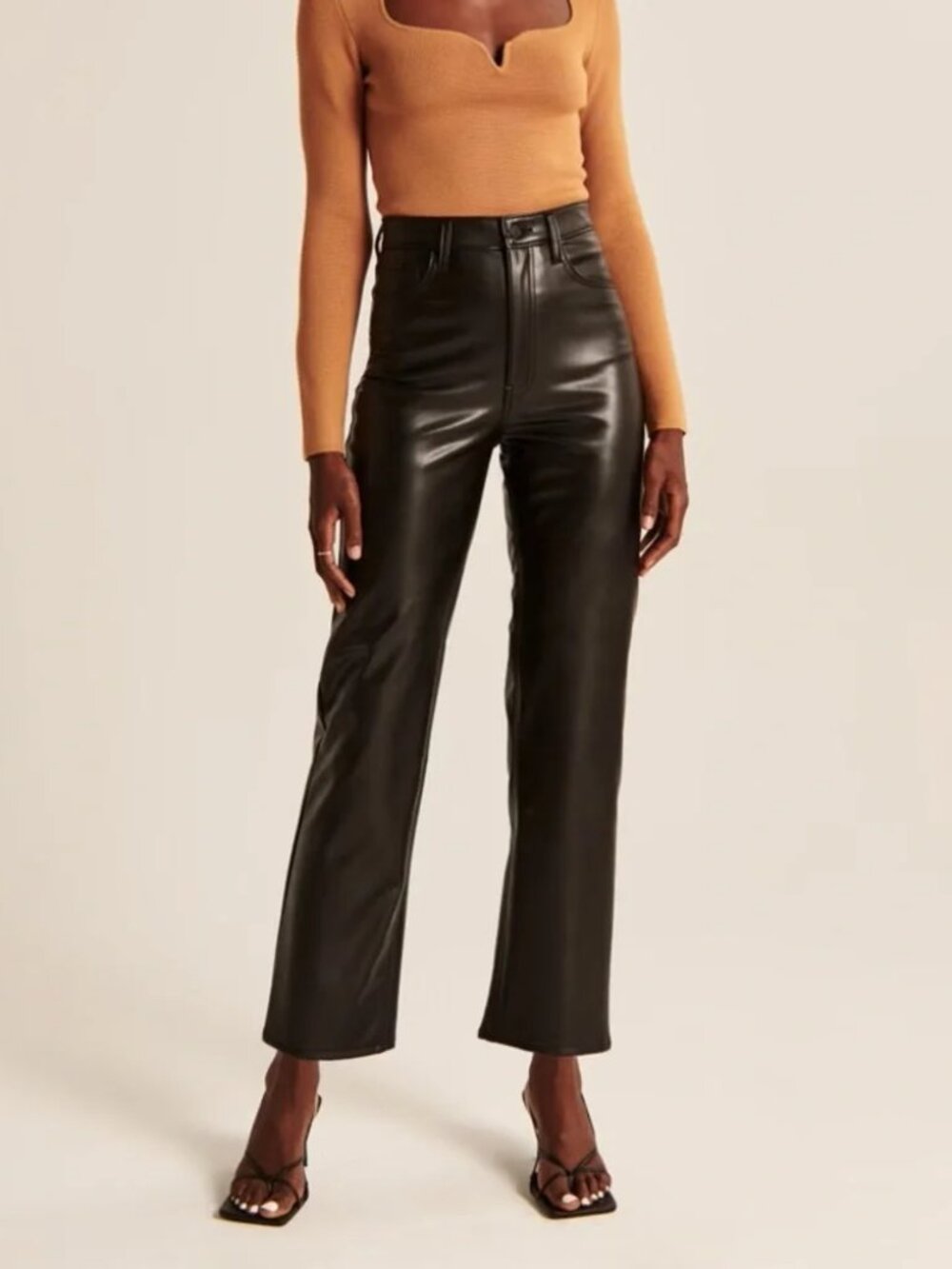 Abercrombie & Fitch Vegan Leather The Ankle Straight Ultra High Rise Jeans 32/14